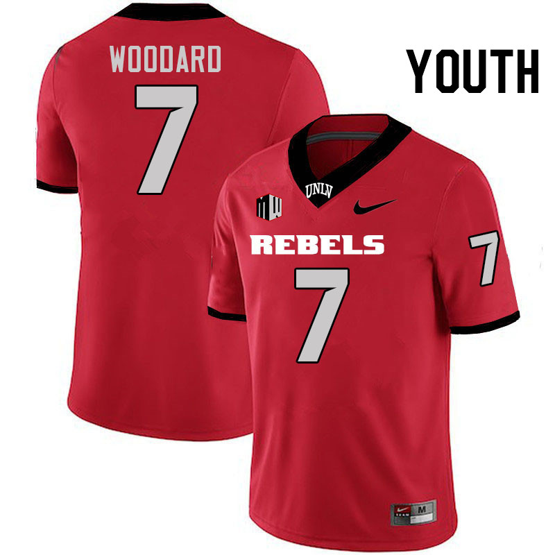 Youth #7 Jackson Woodard UNLV Rebels College Football Jerseys Stitched-Scarlet